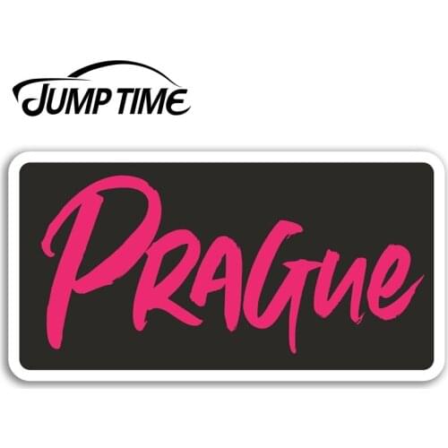 Jump Time for Pink Prague Vinyl Stickers Czech Republic Fun Sticker Luggage Camper Door Decal Waterproof Car Accessories