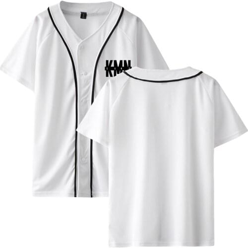WAWNI KMN Gang Thin Baseball Uniform SingleBreasted Harajuku Cotton & Polyester Top Casual Baseball Uniform New Printed Tops