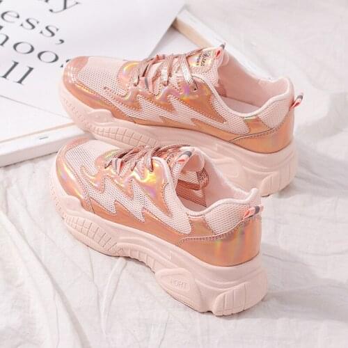 QWEDF Womens Chunky Sneakers Fashion Women Platform Shoes Lace Up White Vulcanize Shoes Womens Female Trainers Dad Shoes D8-90