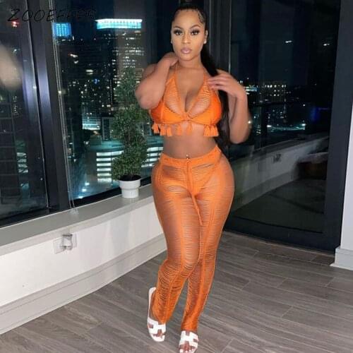 ZOOEFFBB Sexy Knitted Hollow Two Piece Suit Swimwear Ladies New Push Up Backless Bikini Crop Top Beachwear Pants Clubwear Sets