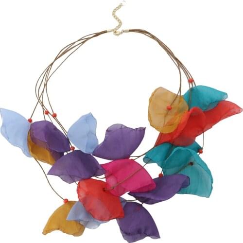 Women Elegant Necklace Multicolor Yarn Flower Long Necklace With Sweater Jewelry Gift For Girls Holiday Necklace Jewelry