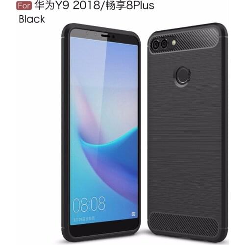 10pcs/lot free shipping Carbon Fiber Silicone TPU Back Case for Huawei Y9 2018/Enjoy 8 PLUS Honor Note 10
