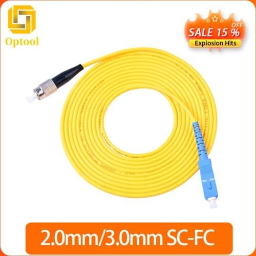 10PCS/lot FC/ UPC-SC/ UPC 3 Meters Simplex mode fiber optic patch cord Cable 2.0mm or 3.0mm FTTH fiber optic jumper cable