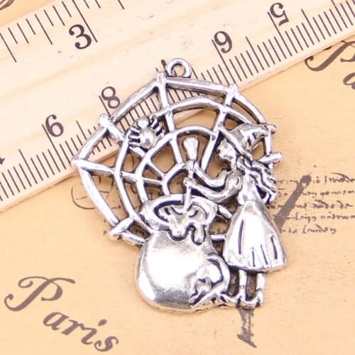 15pcs Charms witch refining drugs spider 38x30mm Antique Pendants,Vintage Tibetan Silver Jewelry,DIY for bracelet necklace