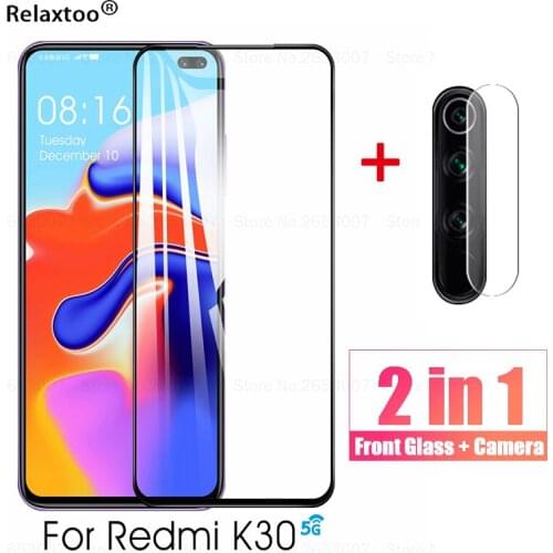 2 in1 15D Full Cover Phone Screen Protector for Xiaomi Redmi K30 5G Camera Rear Lens Film Protective on redmi k30 Tempered Glass