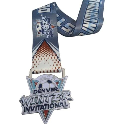 2D Football Customized Creative Medal Metal Medal with Sublimation Ribbon