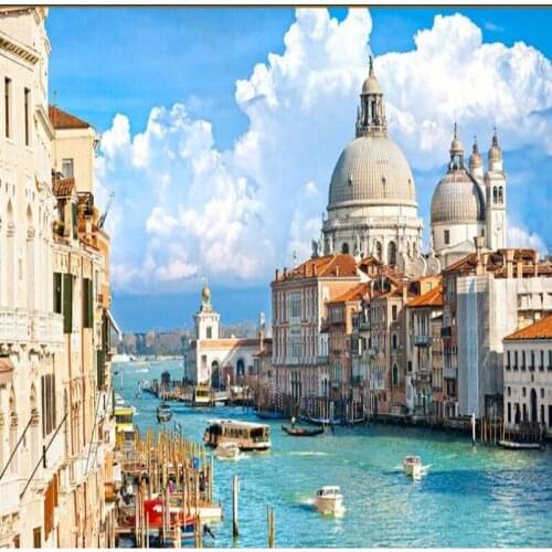 Wellyu Custom large-scale mural 3d wallpaper Venice water city castle living room TV background wall Pape de Pared de Parato