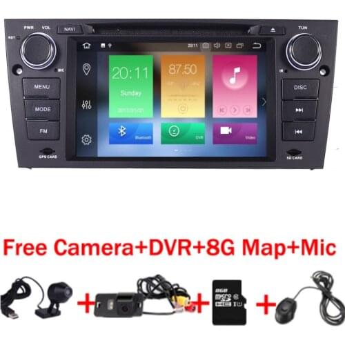 7"HD 1024*600 Quad Core Car DVD Navigation for BMW E90 Android 9.0 GPS Wifi 4G Bluetooth Radio USB SD Canbus Free Camera+8GB map