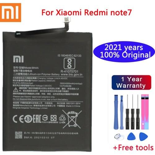 2021 years xiaomi Original Battery 4000mAh For Xiaomi Redmi Note7 Note 7 Pro M1901F7C BN4A Genuine Phone Batteries + Free Tools