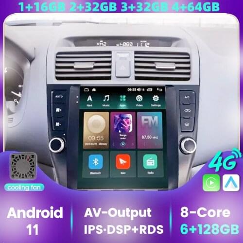 Android 11 4G Car Radio Multimedia Player For Honda Accord 7 2003-2008 Navigation Auto 2 Din CarPaly Steering Wheel Control DSP