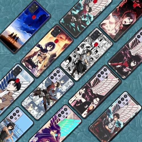 Case For Samsung A71 A52 A51 A91 A72 A21s 42 A41 A32 A31 A21 EU A12 A11 A02 A02s Cover Anime Attack On Titan Characters Fundas