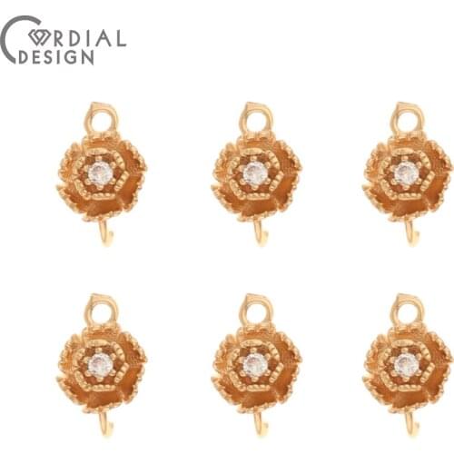 Cordial Design 100Pcs 8*12MM Jewelry Accessories/Hand Made/DIY/Flower Shape/CZ Earrings Connectors/Jewelry Findings & Components