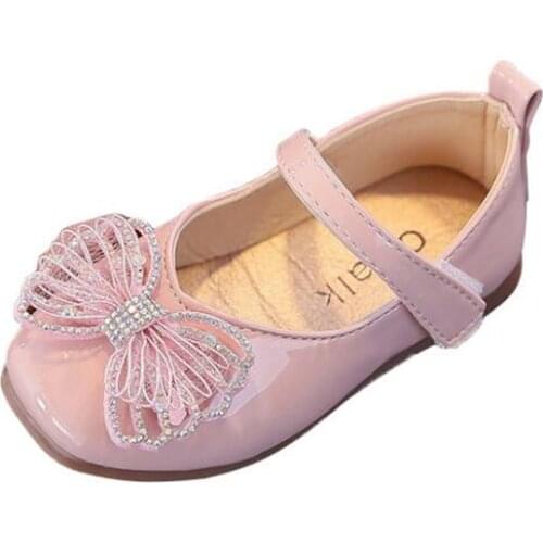 Baby Girl Children 2021 Autumn New Square Head Shallow Mouth Princess Shoes Soft Bottom Toddler Girls Sandals Bow