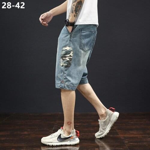 Fashion Boy Jean Shorts Casual Male Oversized 42 40 38 Man Summer Denim Straight Thin Cool Blue Cotton Homme Half Trousers