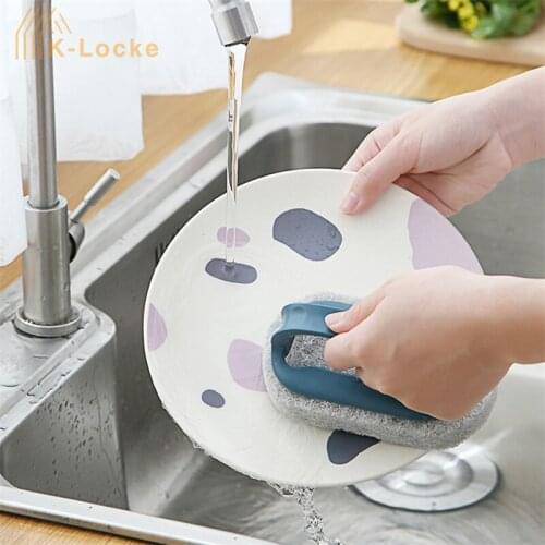 Sponge Cleaning Brush With Handle Bath Brush Bathroom Kitchen Tile Strong Decontamination Brush Durable Without Hurting Hands