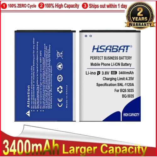 HSABAT 0 Cycle 100% New 3400mAh Battery for BQ BQS 5035 BQ-5035 Velvet free shipping