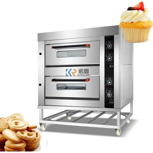 Commercial Cake Bread Pizza Baking Two 2 Layer 4 Trays Gas Double Deck Oven Bakery Deck Oven Sale Price