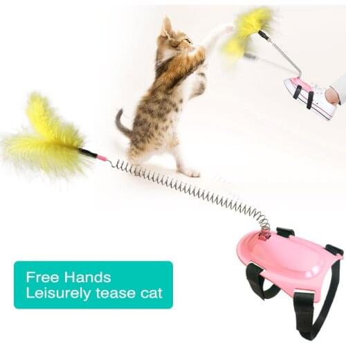 Cat self-healing collar neck toy spring foot with tap to tease cat stick