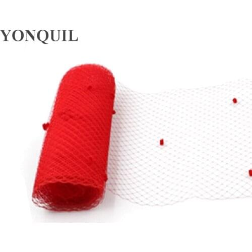 Red Mix Dot Russian Nettings 45CM Width Birdcage Veil DIY Hair Accessories Wedding Millinery Veils for Hats or More Color LDV05