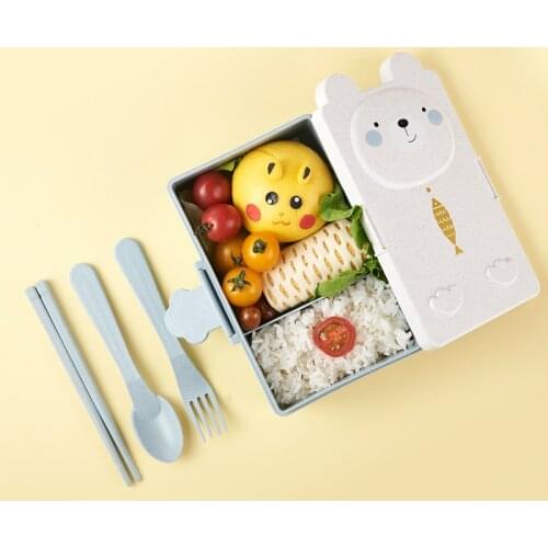 Creative Cartoon Lunch Box Kawaii Plastic Square Friendly Products Food Container Caja Almacenamiento Wedding Decoration EC50FH