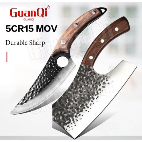 Kitchen Chef Knife Boning Knife Handmade Butcher Knife Slaughter Slicing Knife Fishing Knife Meat Cleaver Outdoor Cooking Cutter