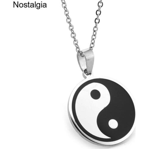 Nostalgia Stainless Steel Tai Chi Yin Yang Pendant Religious Necklace Male Female Accessories Christmas Jewelry Gifts