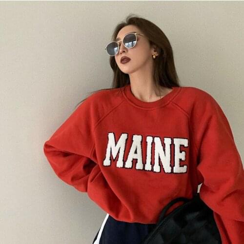 Trendy Clothes For Women Sweatshirt Three-dimensional Letter Decoration Female Casual Loose Sports Pullover Girl Streetwear