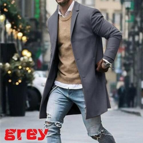 Autumn Winter Men Brand Fleece blends Jacket Male Coat casual Solid Slim collar coat Long trench coat Streetwear trench coat men