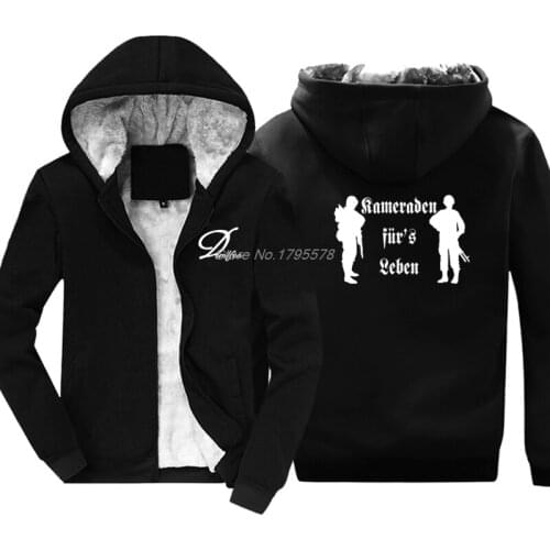 Winter Fashion Men Thicken Hoodie Comrades For Life, German Army, Wehrmacht Sweatshirt Hip Hop Jacket Tops Harajuku Streetwear