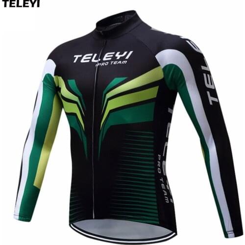 TELEYI Team Long Sleeve Ropa Ciclismo Mens Cycling Jersey Mens Bike Bicycle Clothing Long Shirt Coolmax Jacket S-4XL