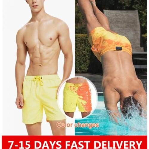 1DayShip Amazing Color Changing Swim Trunks Swimwear Swimsuit Slip Men Swimming Shorts for Mens Beach Swim Male Briefs Sexy Gay