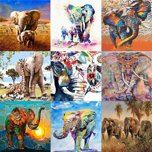 Color Elephant Digital Oil Painting Art Supplies Home Decoration Christmas Gifts DIY Acrylic Painting By Numbers Bedroom Paint