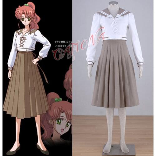 Cafiona Cheap Sailor Gilrs Kino Makoto Sailor Jupiter Cosplay Costume Lovely Girls Pleated Skirt