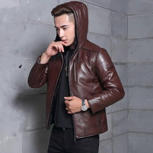 Mink Liner Genuine Leather Clothes Mens Hooded Shearling Male Winter Thick Coat Marten Overcoats Jacket