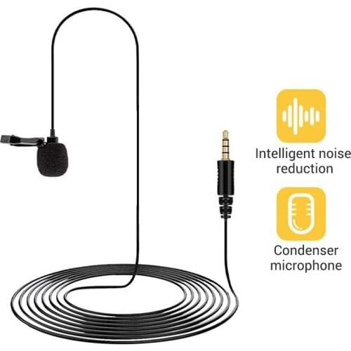 Lavalier Microphone Clip-on Omnidirectional Mic for Lectures Meetings Live Stream Camera Recording Mobile Phone PC Portable