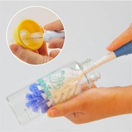 Plastic Baby Bottle Brushes Nipple Brushes Spout Tube Teat Sponge Feeding Bottle Cleaning Brush Multifunctional Cleaning Brush