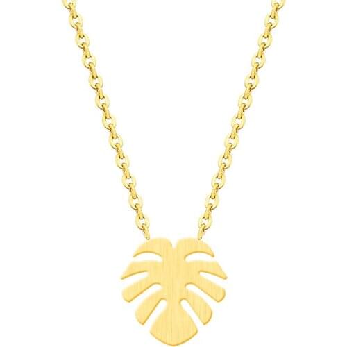 Hawaiian Aloha Plam Tree Pendants Monstera Leaf Necklaces Womens Fashion Jewelry Stainless Steel Necklace Collier Femme Bff