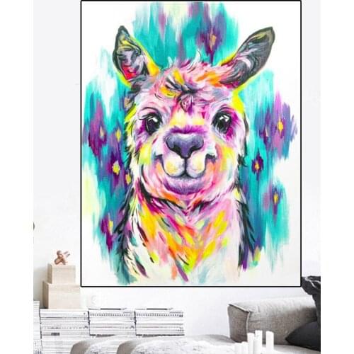 Coloful Alpaca diamond embroidery Custom photo full square round drill rhinestone diamond mosaic set animal home decoration