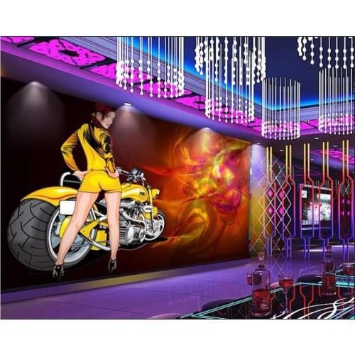 Custom photo 3d room wall paper cloth Super sports car cartoon beauty nightclub Home decor 3d wall murals wallpaper for wall 3 d