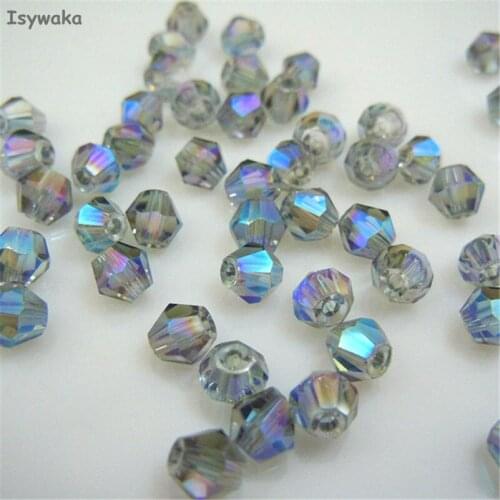 Isywaka Sale Clear Blue 6mm 48PCS Bicone Austria Crystal Beads charm Glass Beads Loose Spacer Bead for DIY Jewelry Making