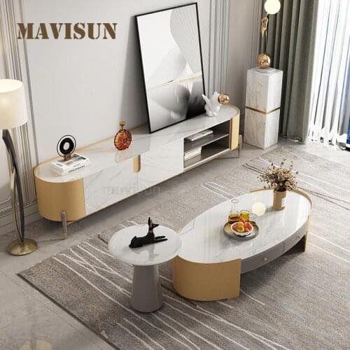 Luxury Living Room Furniture TV Cabinet A Set Of 2 Coffee Table Modern Minimalist Indoor Tea Table And TV Stand Combination