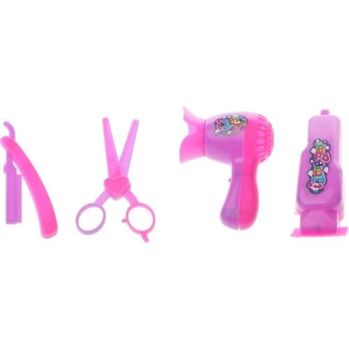 Dolls Pink Plastic Beauty Salon Set Hair Styling Tools for Dolls