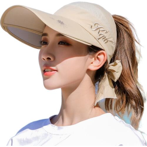 Summer Sun Hat Retractable Visor Caps Female Scalable Brim Empty Top Baseball Cap UV Protection Beach Outdoor Sun Hats for Women
