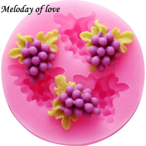 3 Hole Fruit grapes chocolate Party cake decorating tools DIY baking fondant silicone mold chocolate sugar art displays T0245