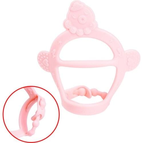 Cartoon full silicone baby teeth bites babies bind hand ring teeth molar tooth eat hand the teethers silicone soother pacifier