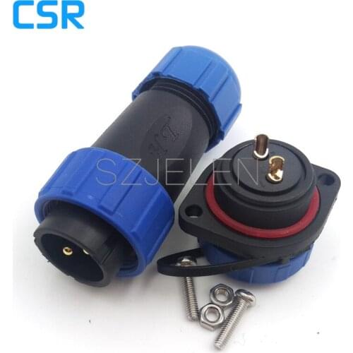 SP2110, 2 pin waterproof Connector Male+Female, 21mm Panel installed connectors, LED monitor connector,IP68, Current Rating 30A