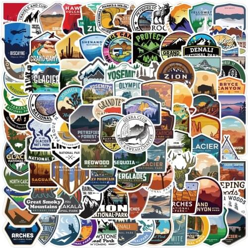 10/50/100pcs National Park Zoo Icon Cartoon Stickers For DIY Suitcase Skateboard Laptop Fridge Phone Car Styling Decal Sticker