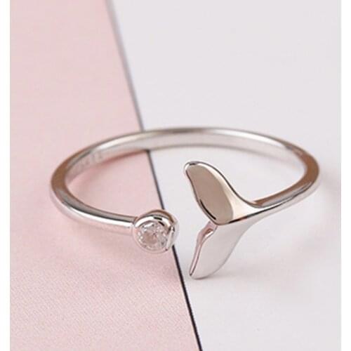 Wedding Jewelry Romantic Meaningful Valentines Gift Simple Elegant Sliver Fish Finger Rings For Women Party Female Ring Fashion