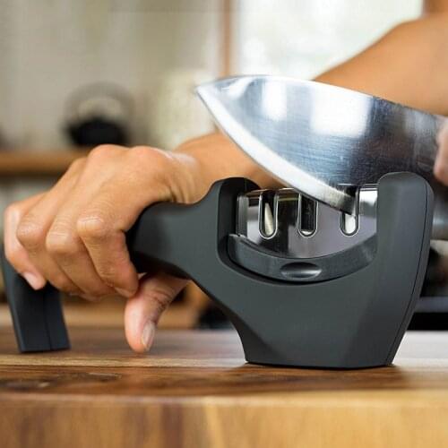 CHUN 3 Stages Knife Sharpener Kitchen Sharpening Stone Grinder Knives Whetstone 3-Slot Tungsten Diamond Ceramic Accessories Tool