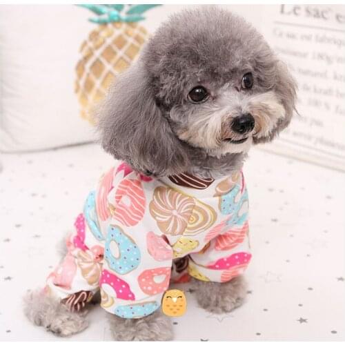 Comfortable Cute Printed Dog Pajamas Leisure Overalls For Dogs Warm Fleece Jumpsuit For Small Dogs Chihuahua Winter Pet Costume